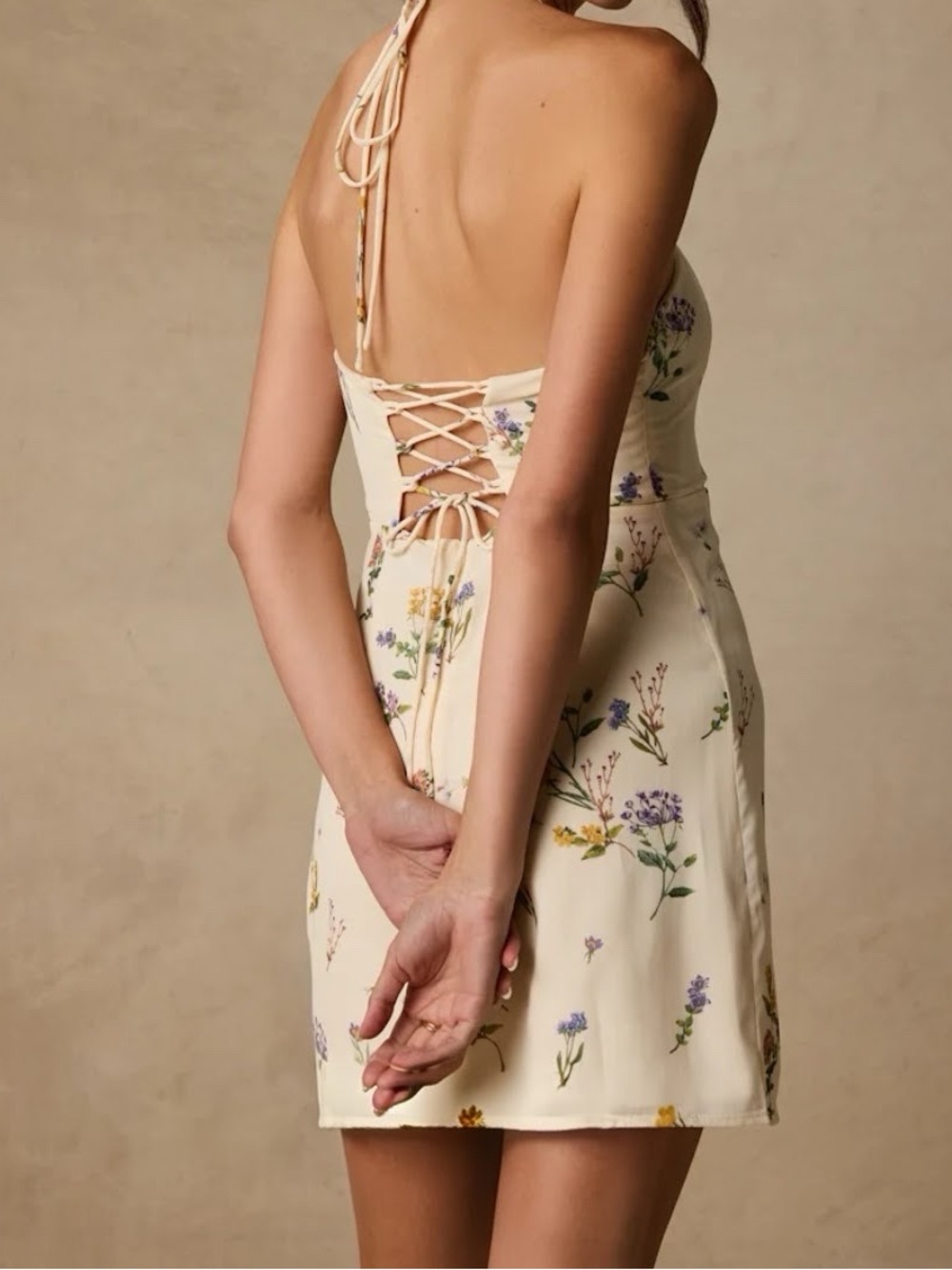 Lulu's Catch the Bouquet Cream Floral Strapless Dress with Tie Straps - Picture 2 of 5